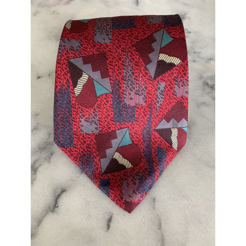 Henry Grethel 100% Silk Geometric Abstract Art Deco Retro Tie